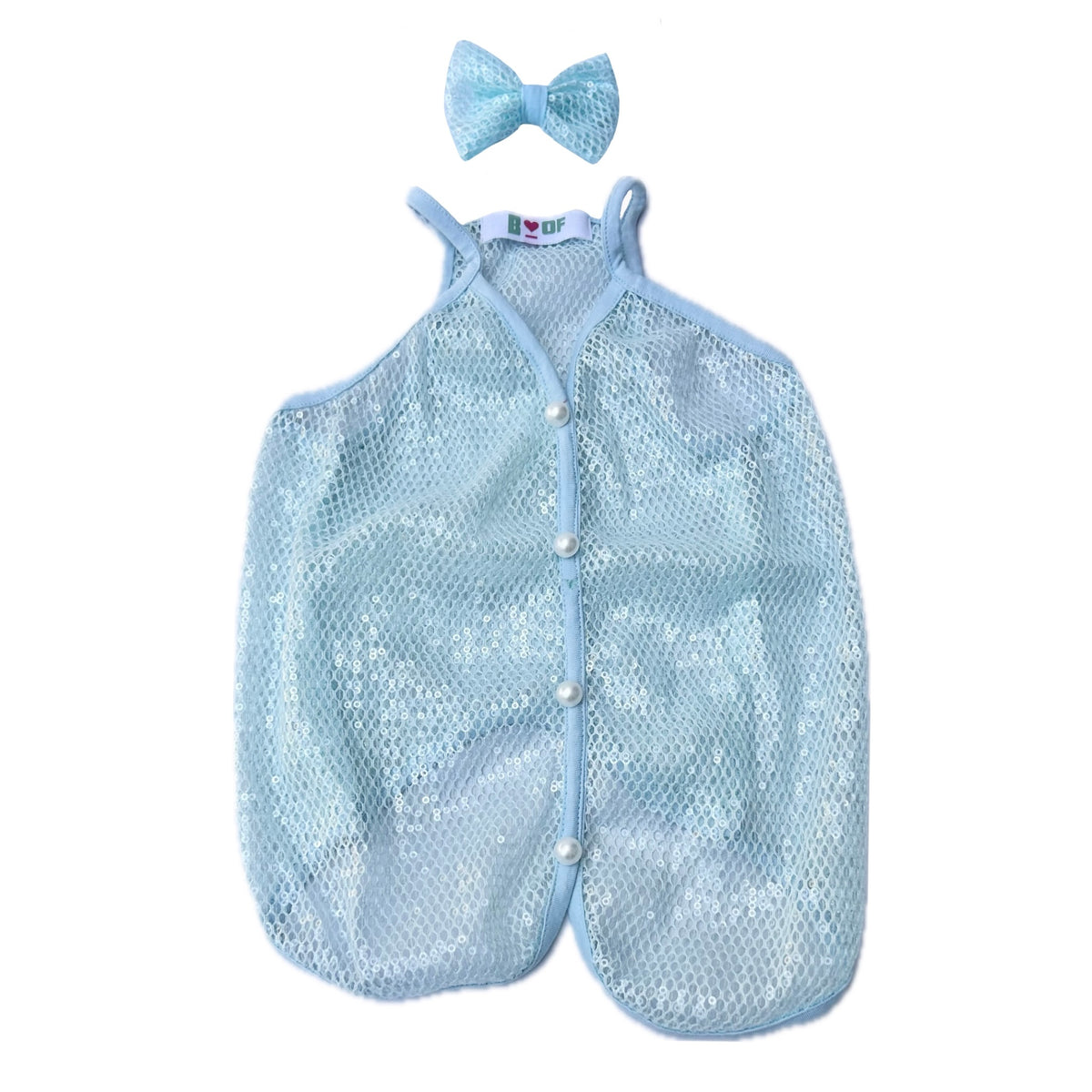 BLUE MESH SEQUINS DOG VEST