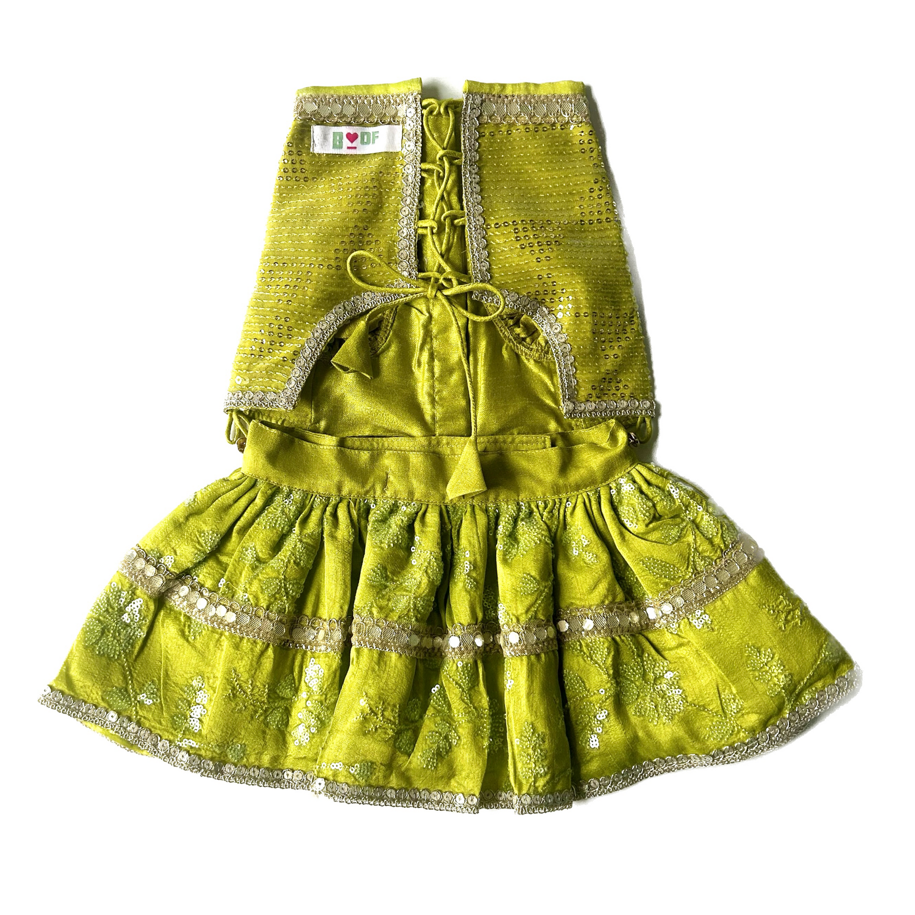 LIGHT GREEN SEQUINS DOG LEHENGA