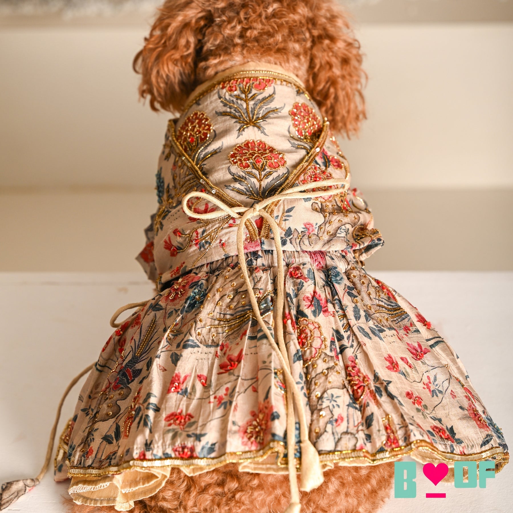 RED PANKHUDI HAND EMBROIDERED LEHENGA FOR DOGS AND CATS