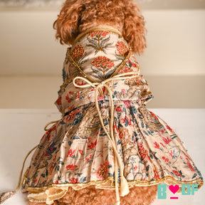 RED PANKHUDI HAND EMBROIDERED LEHENGA FOR DOGS AND CATS