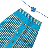 KHANAK TEAL BLUE KURTA+ LITTLE BRO HEART RAKHI COMBO FOR DOGS AND CATS
