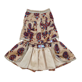 BEIGE PAISLEY BUTI LEHENGA FOR DOGS AND CATS