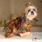 KALAMKARI FLORAL PRINTED ANGRAKHA ANARKALI FOR DOGS AND CATS