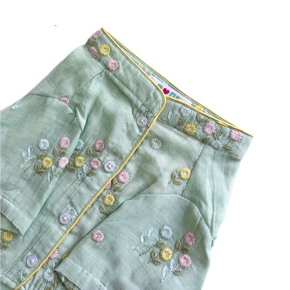 PASTEL GREEN FLOWER EMBROIDERED DOG KURTA