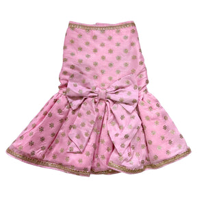 PASTEL PINK GOLD BUTTI ANARKALI DRESS FOR DOG AND CATS
