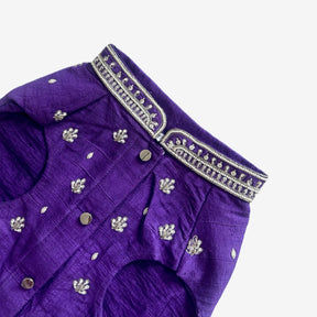 PURPLE WHITE PATTA HAND EMBROIDERED DOG SHERWANI