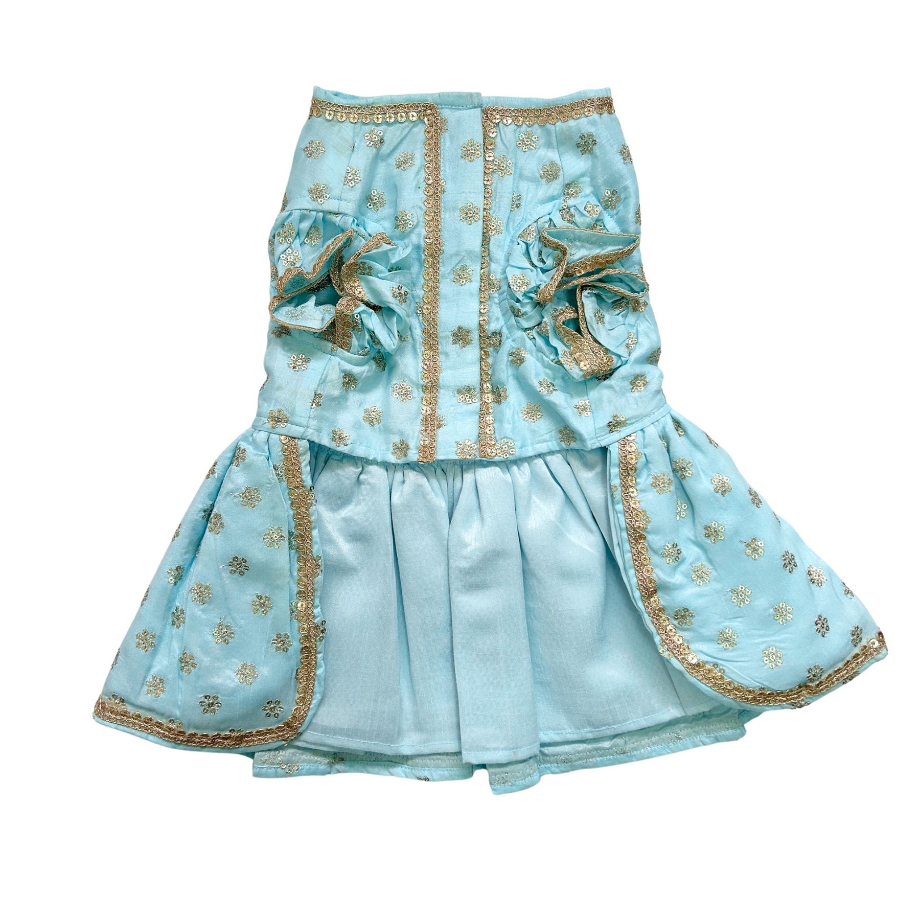 PASTEL BLUE GOLD BUTTI ANARKALI DRESS