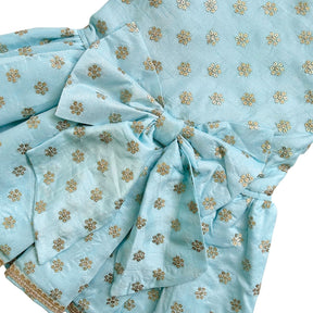 PASTEL BLUE GOLD BUTTI ANARKALI DRESS
