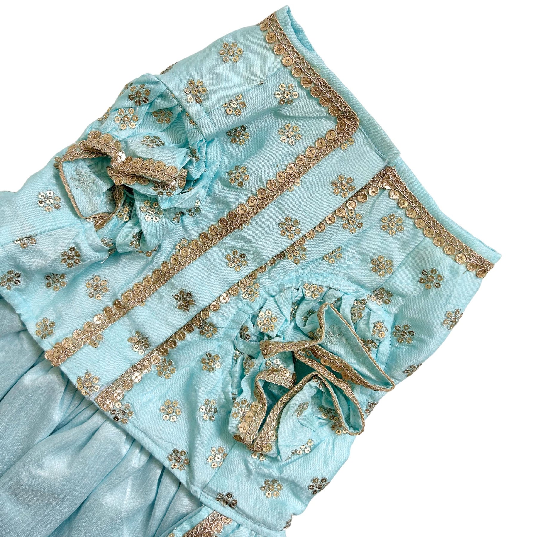 PASTEL BLUE GOLD BUTTI ANARKALI DRESS