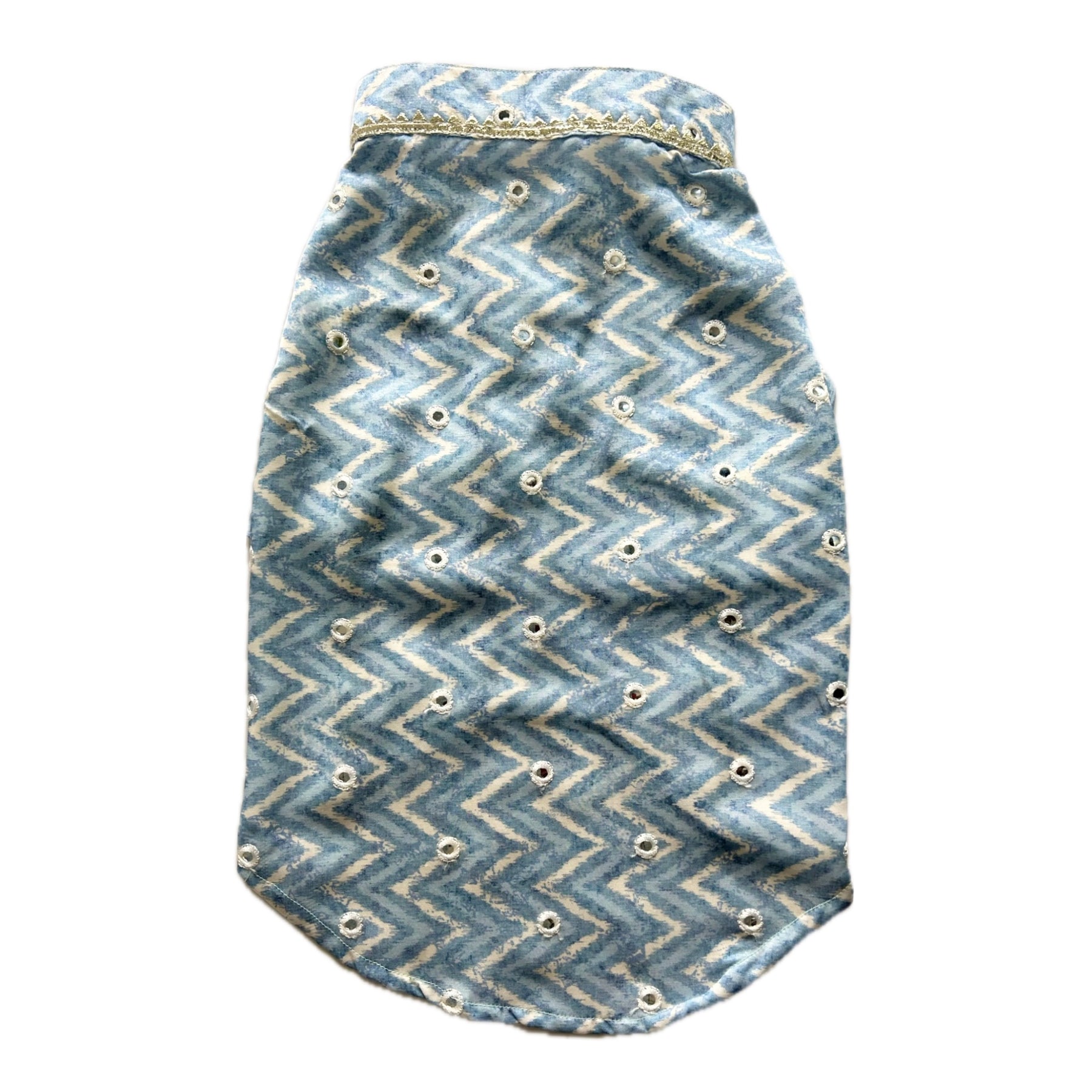 BLUE CHEVRON MIRROR DOG KURTA