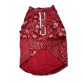 RED PATHANI DOG KURTA + RED BONE RAKHI FOR DOGS AND CATS