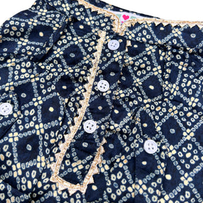 NAVY BLUE BANDHANI COTTON KURTA FOR DOGS AND CATS