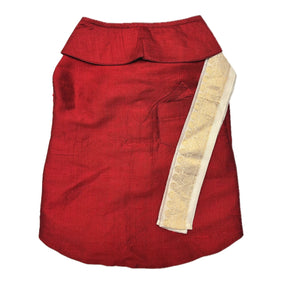 RED PURE RAW SILK DOG KURTA