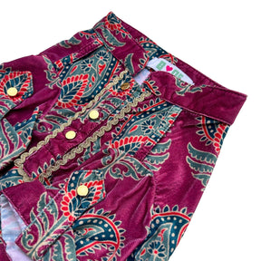 MAGENTA VELVET PAISLEY PRINTED KURTA FOR DOGS AND CATS