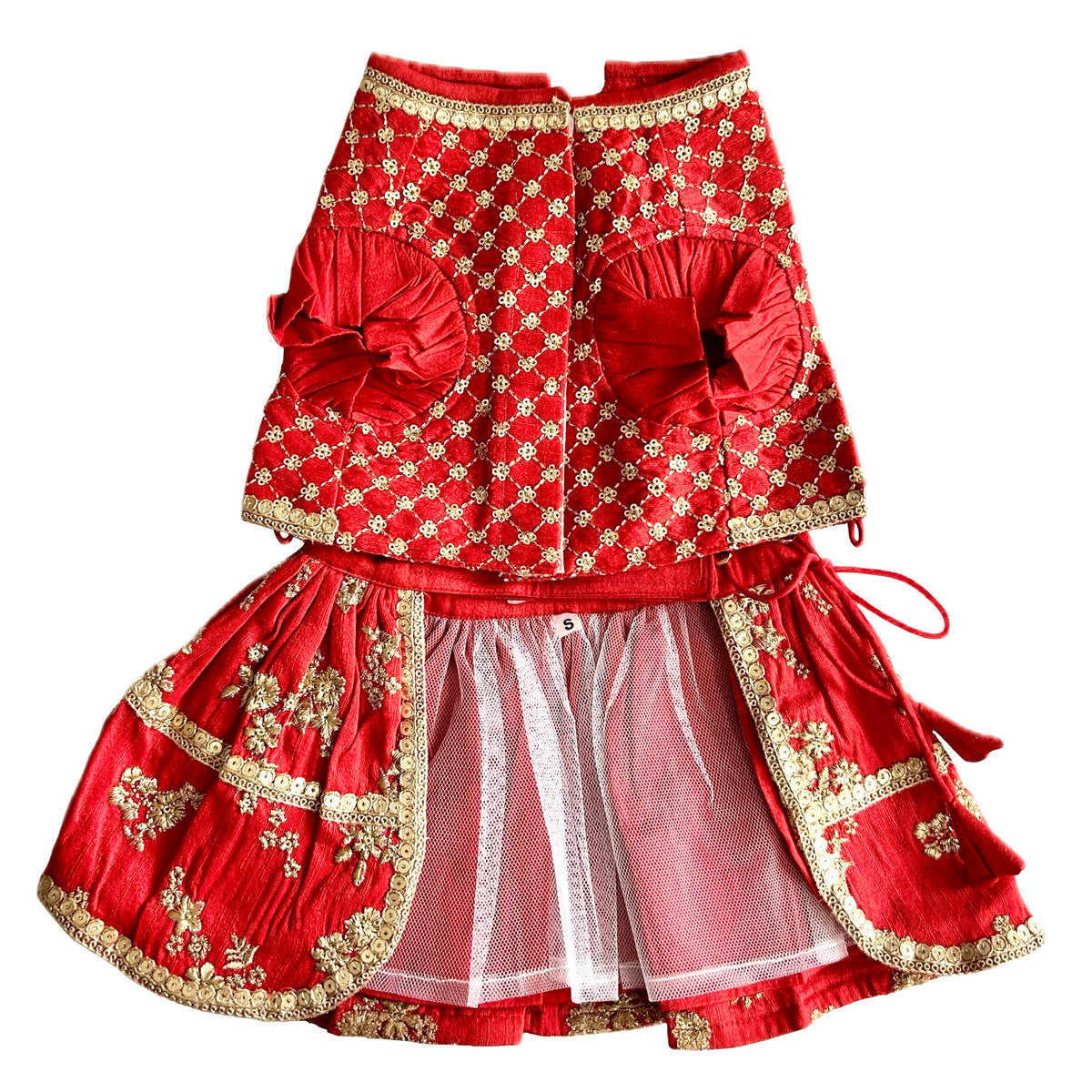 RED GOLD DOG LEHENGA