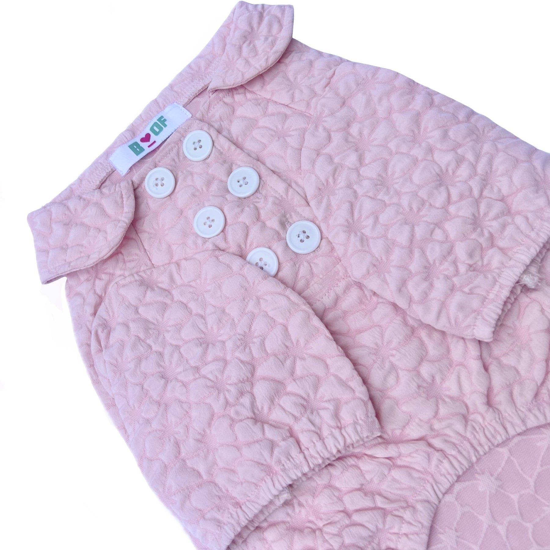 POWDER PINK FLOWER BUTTONED DOG SHIRT