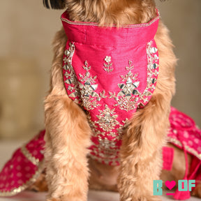 PINK BANDHANI SILVER EMBELLISHED LEHENGA FOR DOGS AND CATS