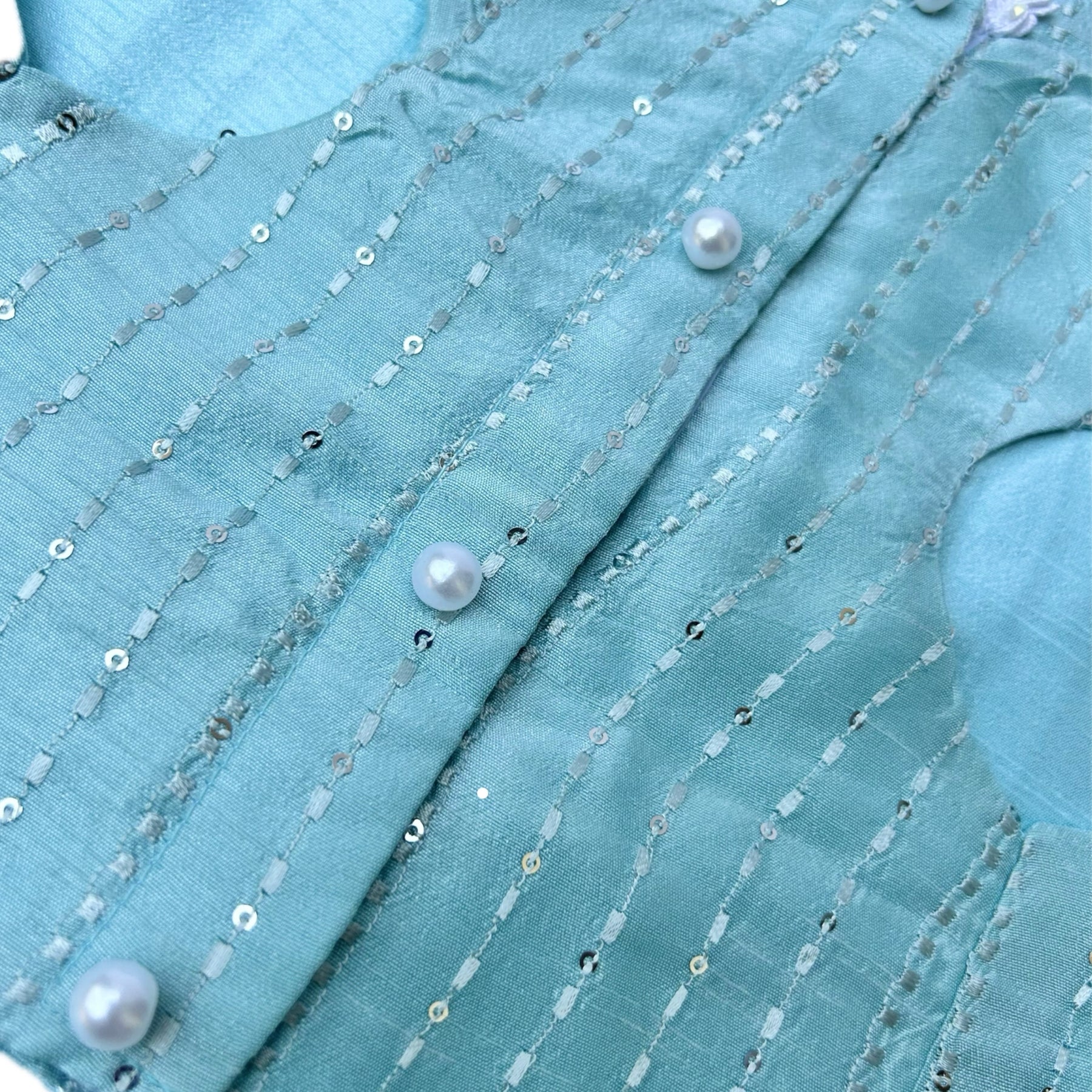 BLUE TEXTURED PEARL DOG SHERWANI