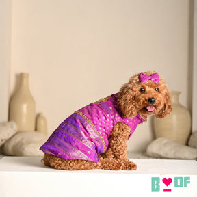 PURPLE GENDA PHOOL HAND EMBROIDERED SHERWANI FOR DOGS AND CATS