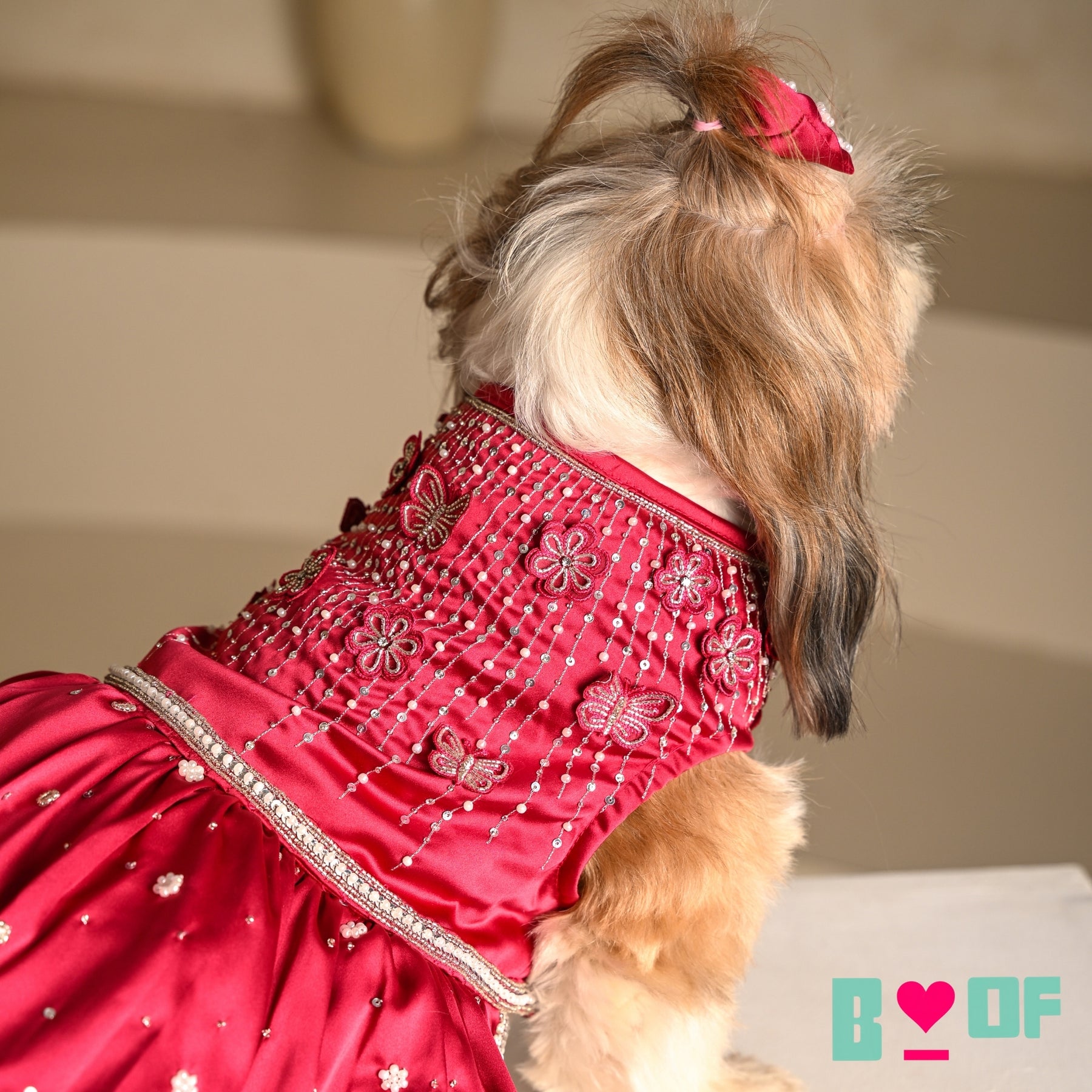 BUTTERFLY SPARKLE HAND EMBROIDERED TUTU DRESS FOR DOGS AND CATS