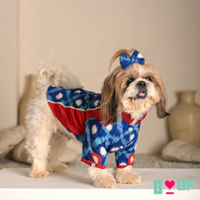 COLOUR BLOCK IKAT PRINTED COTTON KURTA FOR DOGS AND CATS