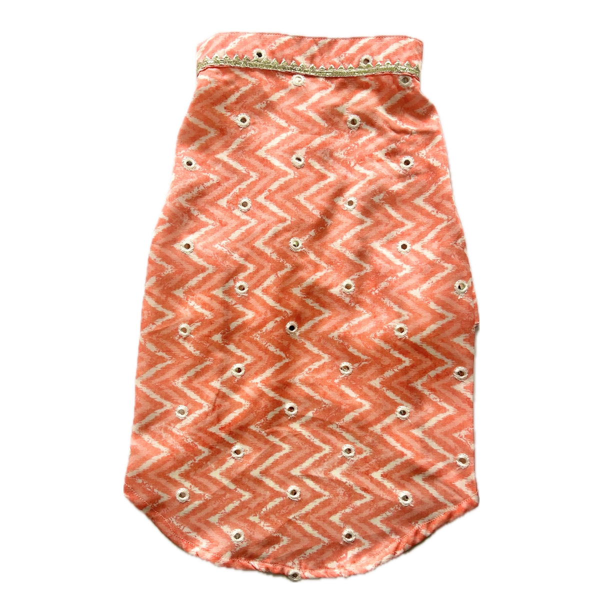 ORANGE CHEVRON MIRROR DOG KURTA