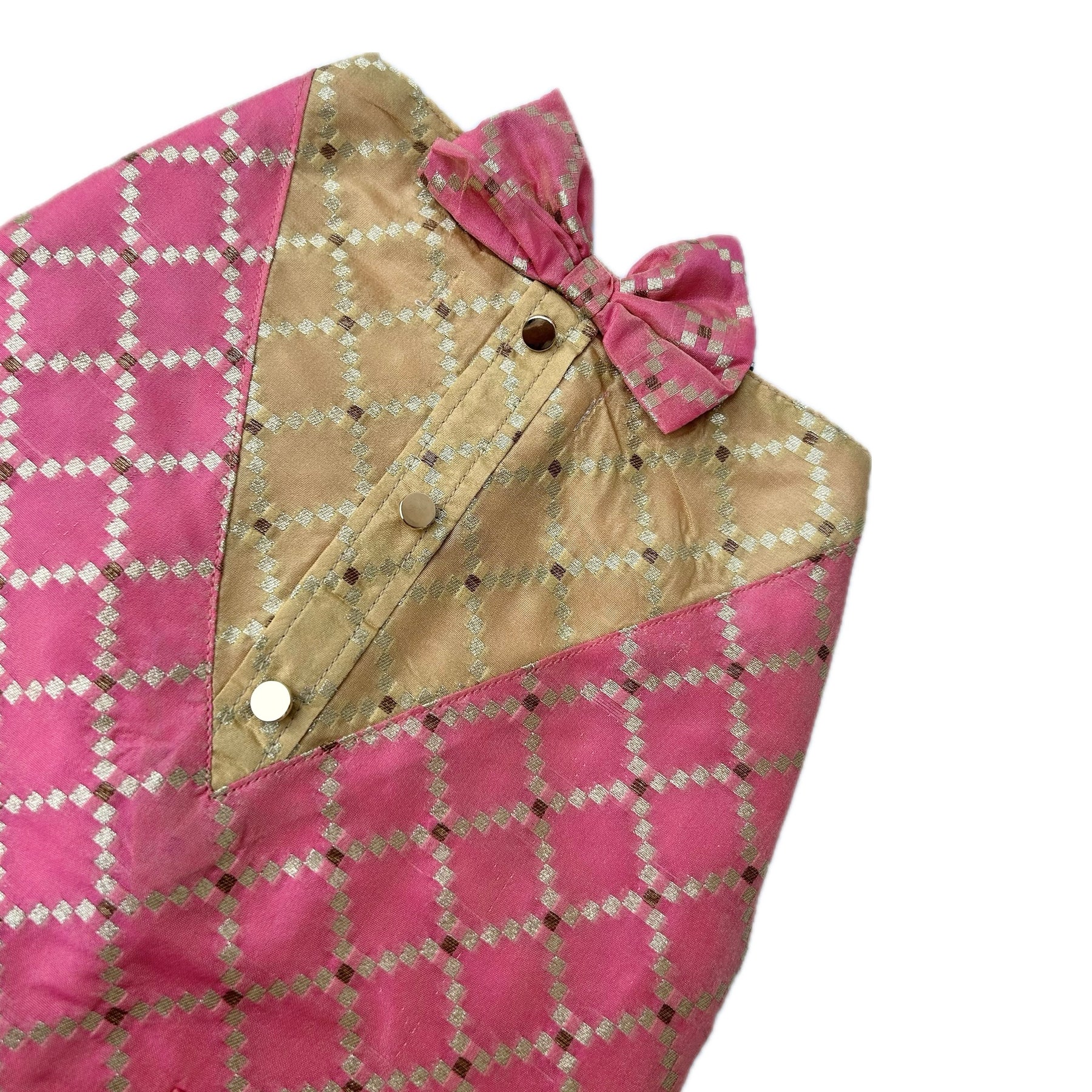 PINK BROCADE BOW DOG SHERWANI