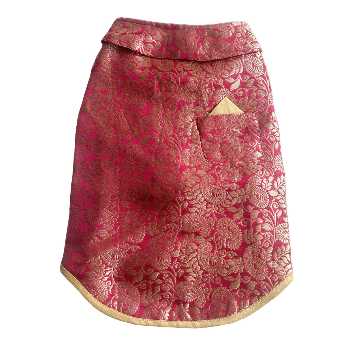 FUCHSIA PINK PAISLEY BROCADE DOG WAISTCOAT