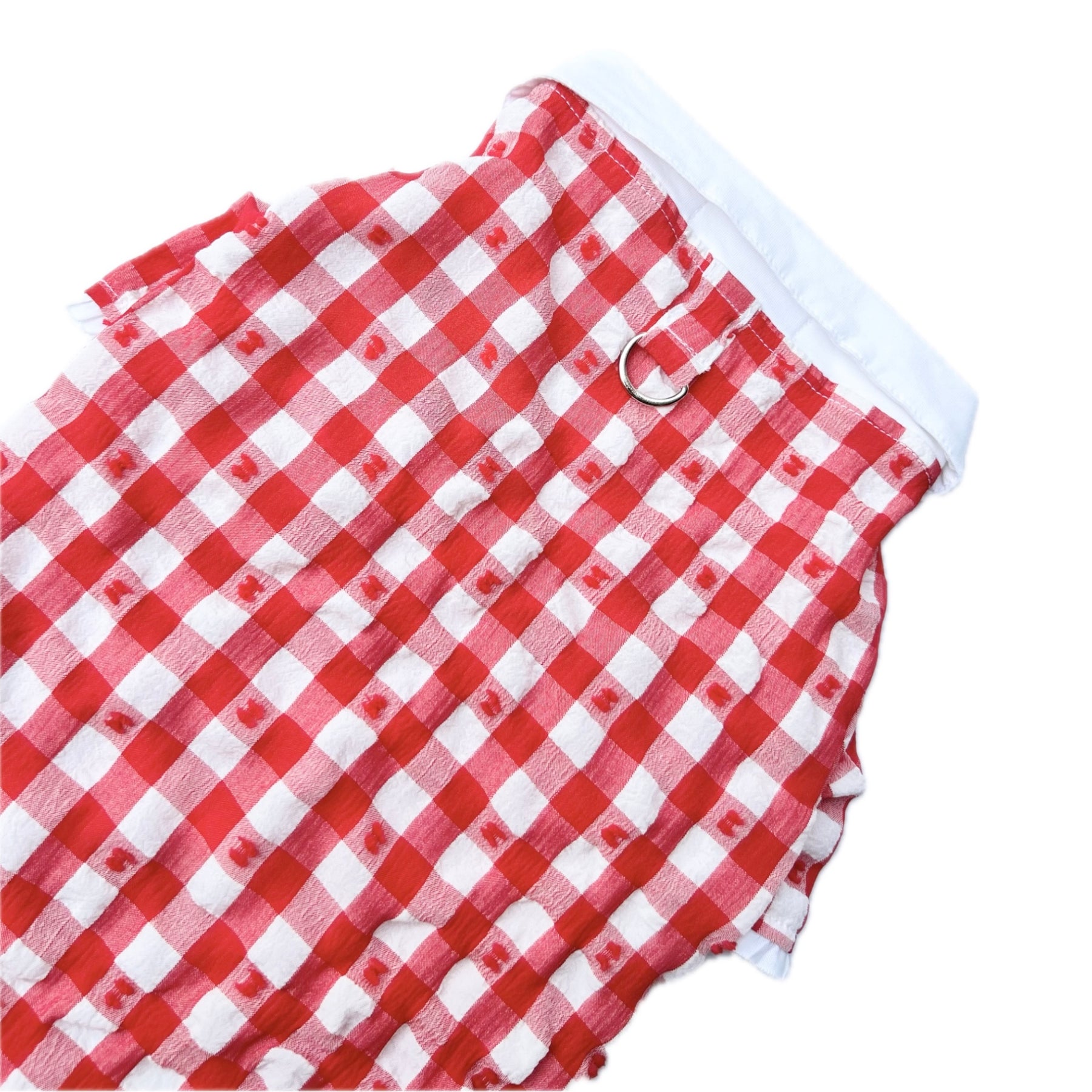 RED CHECKERED WHITE COLLAR DOG SHIRT