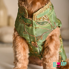 PISTA GREEN GOTA PHOOL WAISTCOAT FOR DOGS AND CATS