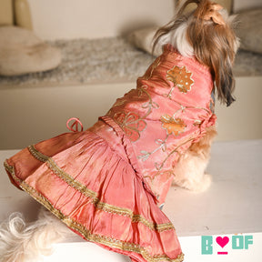 CORAL GOTA PHOOL ASYMMETRICAL LEHENGA FOR DOGS AND CATS