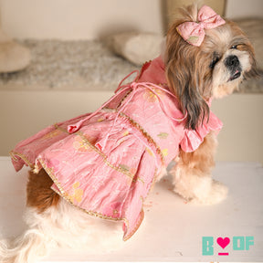 PASTEL PINK FLORAL THREAD EMBROIDERED LEHENGA FOR DOGS AND CATS