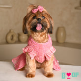 PINK BEADED FLOWER APPLIQUE HAND EMBROIDERED LEHENGA FOR DOGS AND CATS