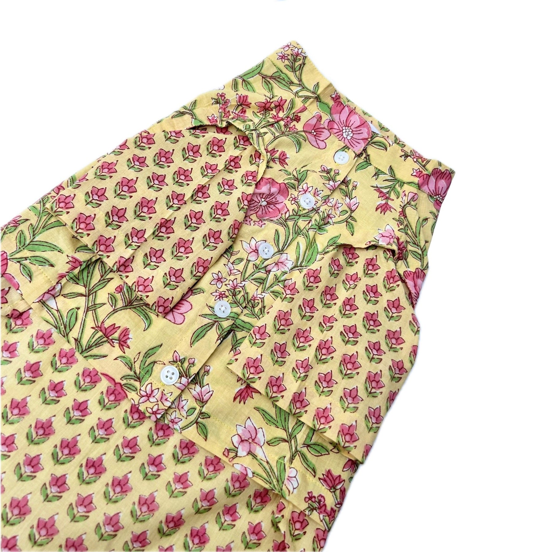 YELLOW FLORAL WAISTCOAT KURTA DOG SET