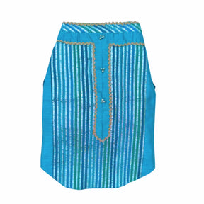 KHANAK TEAL BLUE KURTA+ LITTLE BRO HEART RAKHI COMBO FOR DOGS AND CATS
