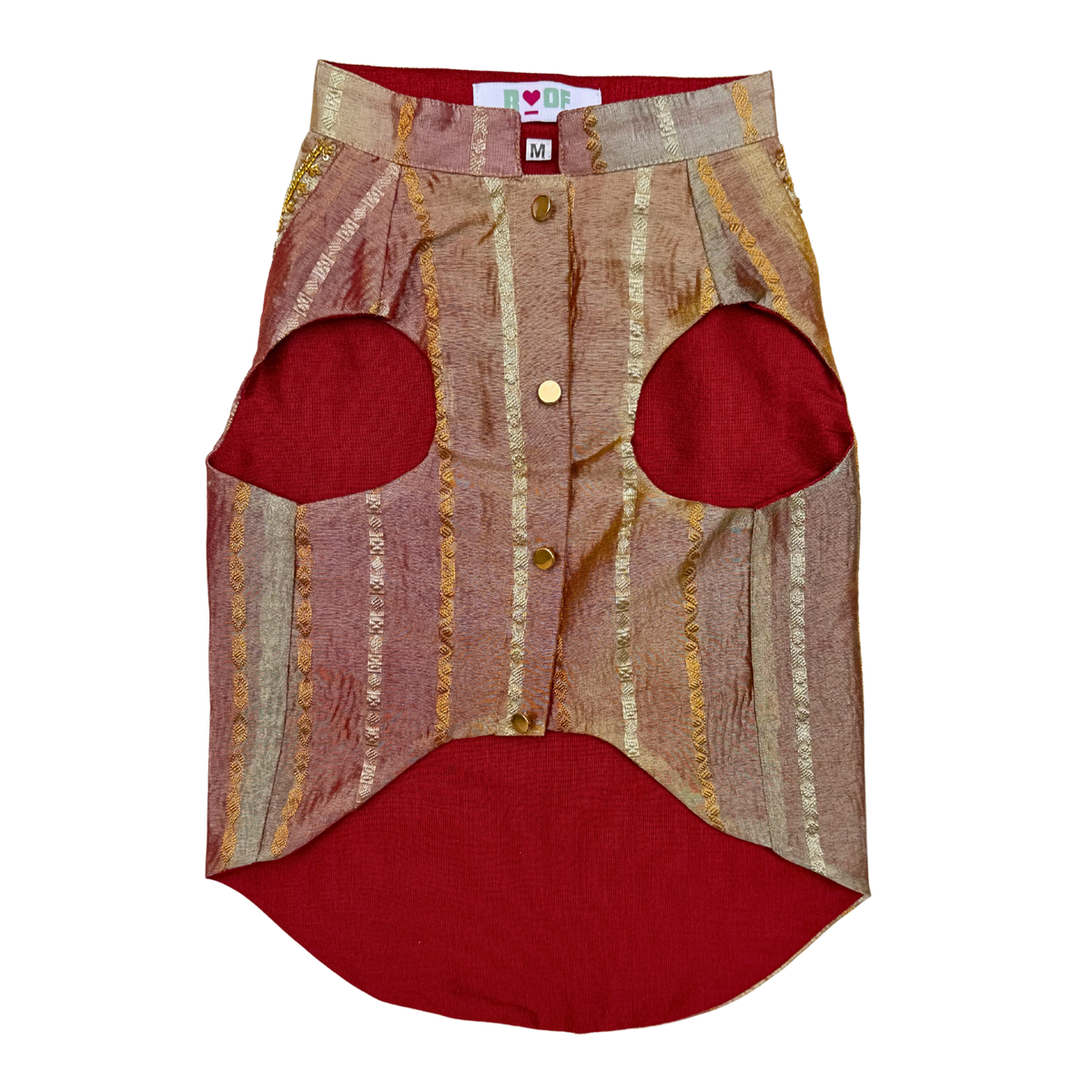 RED ZARI TISSUE HAND EMBROIDERED SHERWANI FOR DOGS AND CATS