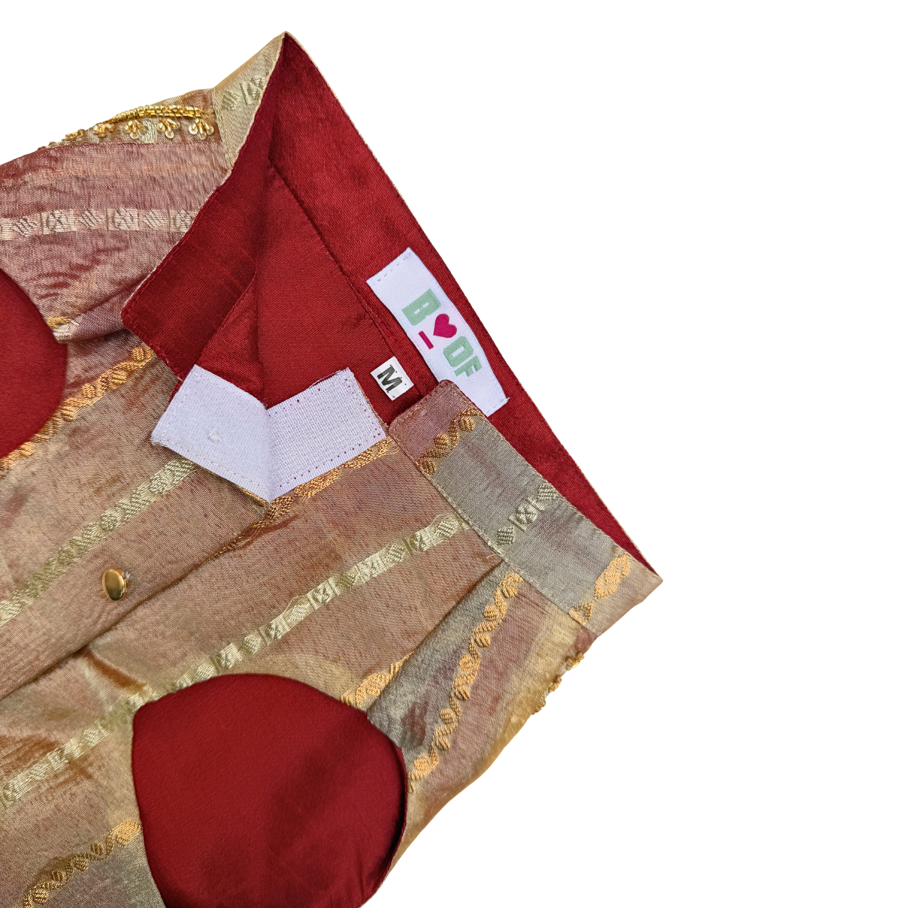 RED ZARI TISSUE HAND EMBROIDERED SHERWANI FOR DOGS AND CATS