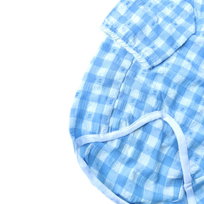 BLUE CHECKERED WHITE COLLAR DOG SHIRT