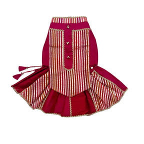 KHANAK CRIMSON RED LEHENGA + LITTLE SISTER HEART RAKHI COMBO FOR DOGS AND CATS