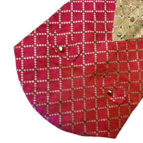 TWO TONE RED BROCADE BOW DOG SHERWANI