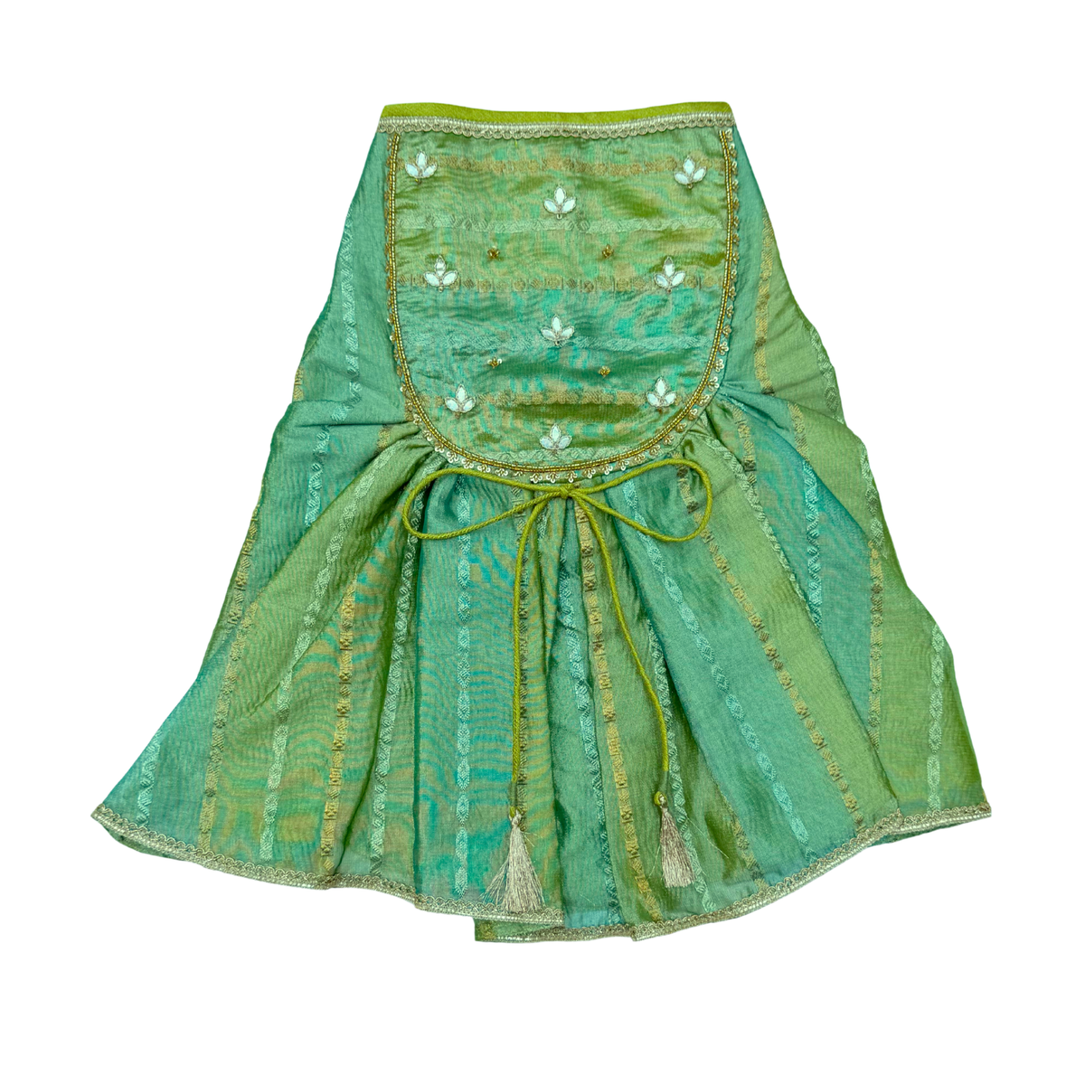 GREEN ZARI TISSUE ANARKALI HAND EMBROIDERED FOR DOGS AND CATS