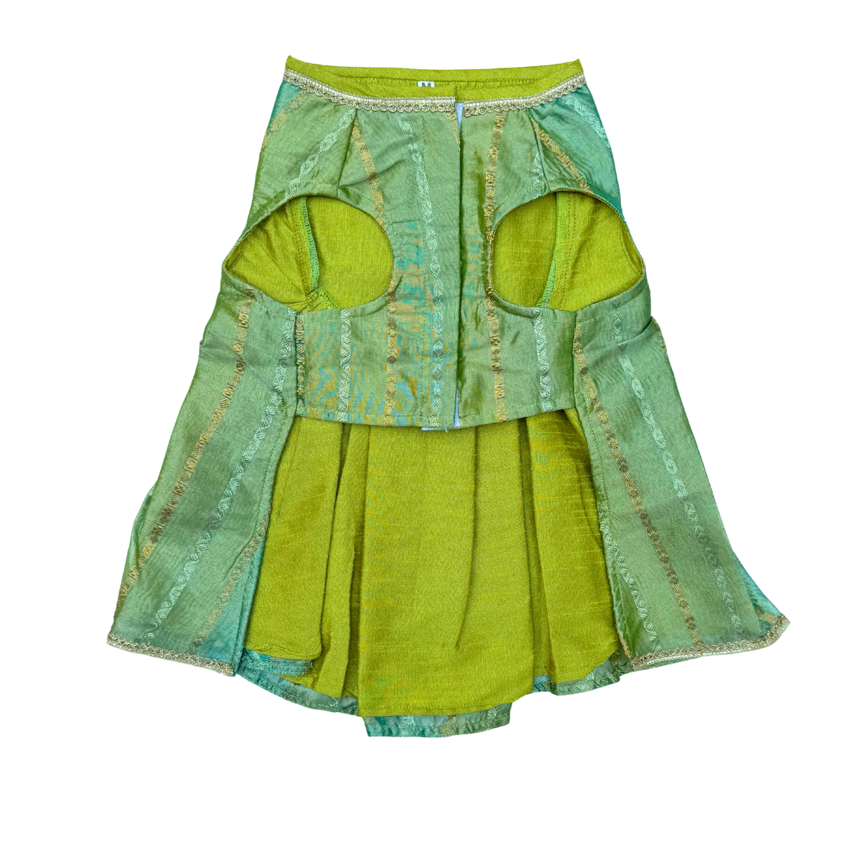 GREEN ZARI TISSUE ANARKALI HAND EMBROIDERED FOR DOGS AND CATS