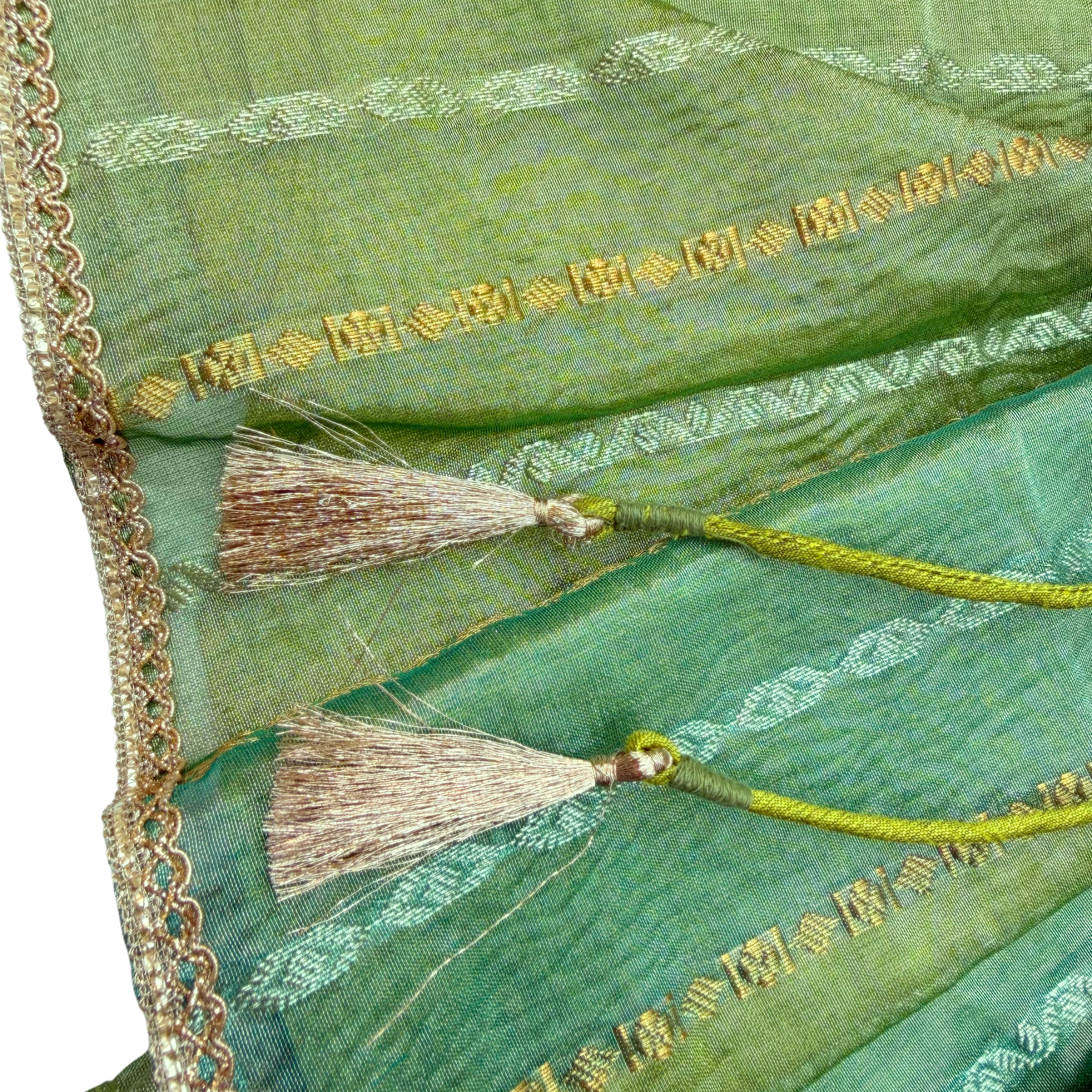 GREEN ZARI TISSUE ANARKALI HAND EMBROIDERED FOR DOGS AND CATS