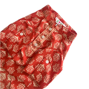 RED COTTON BUTA DOG KURTA