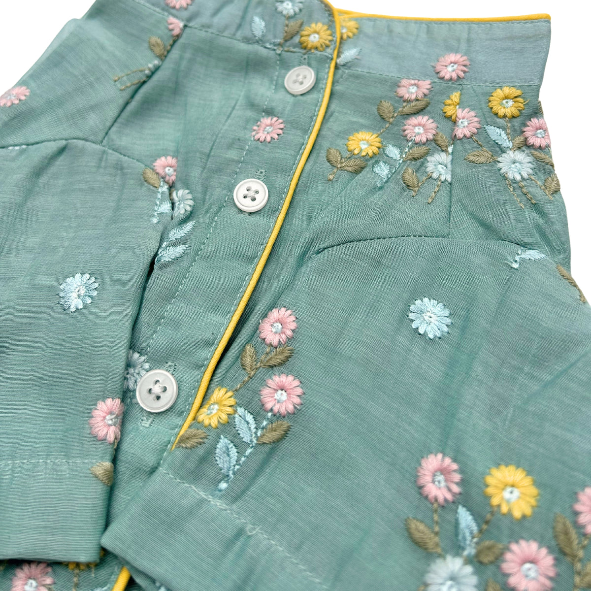 TEAL BLUE FLOWER EMBROIDERED DOG KURTA