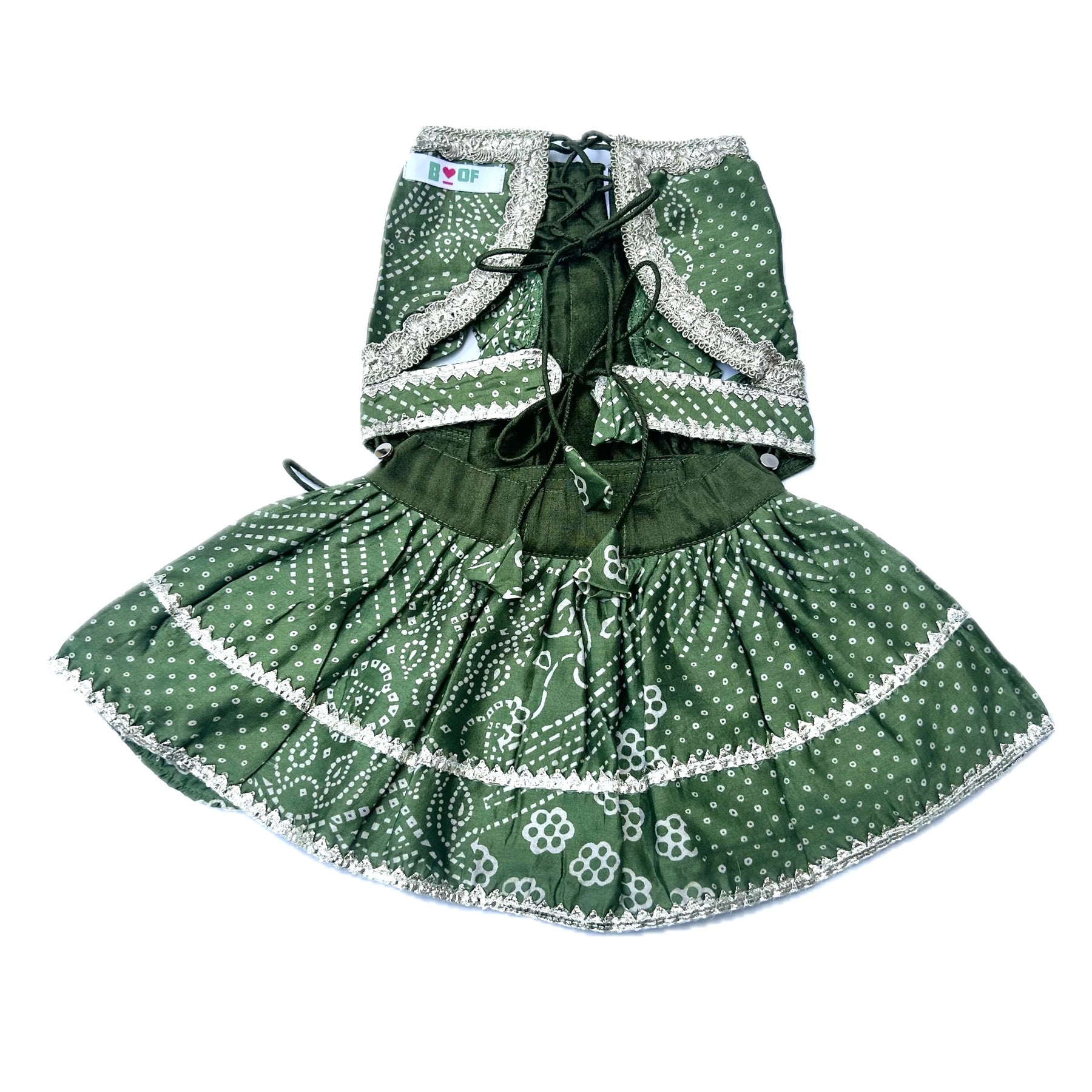 GREEN BANDHANI DOG LEHENGA