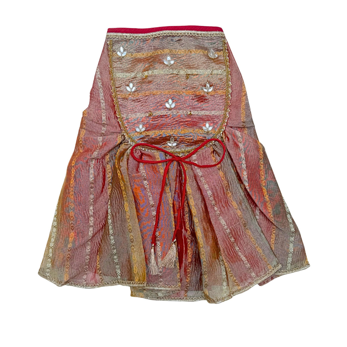 RED ZARI TISSUE ANARKALI HAND EMBROIDERED FOR DOGS AND CATS