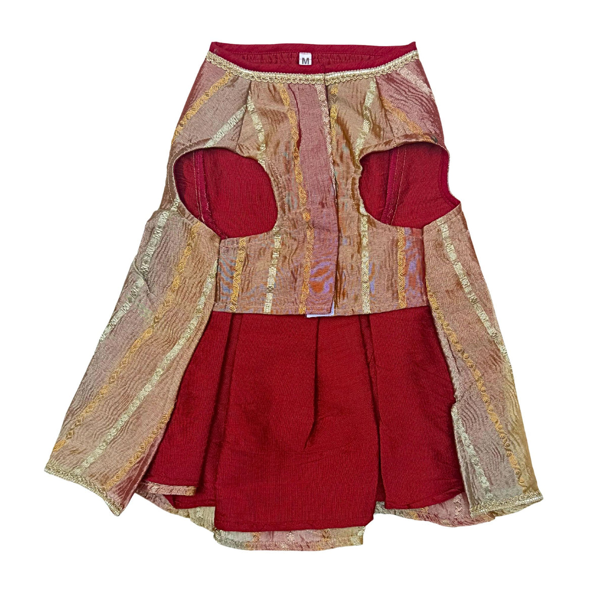 RED ZARI TISSUE ANARKALI HAND EMBROIDERED FOR DOGS AND CATS