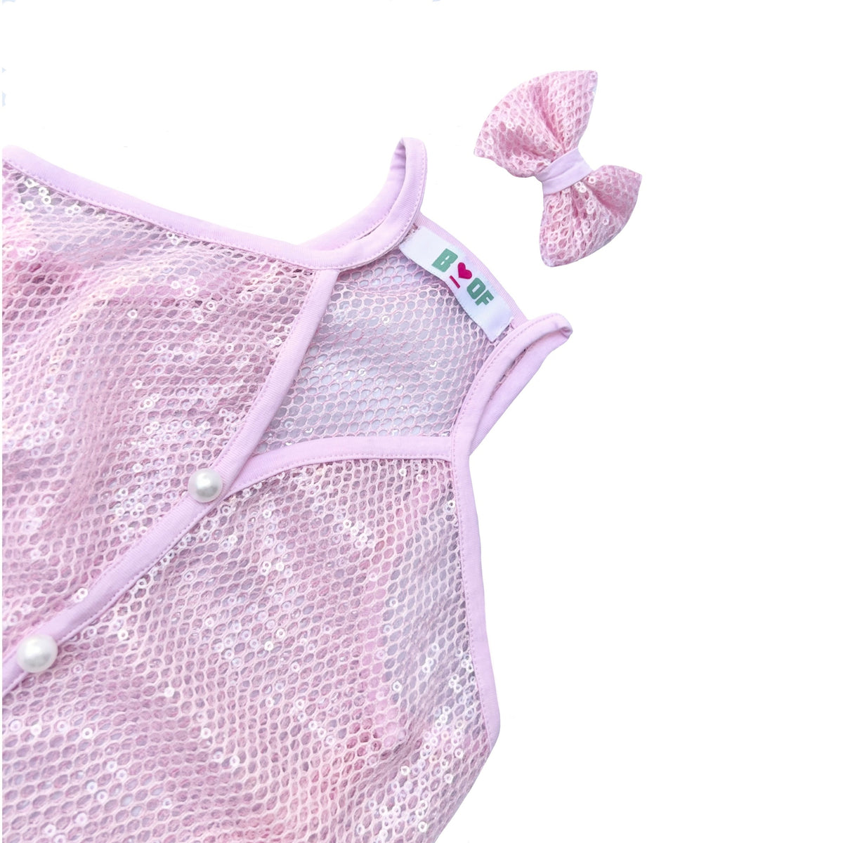 PINK MESH SEQUINS DOG VEST