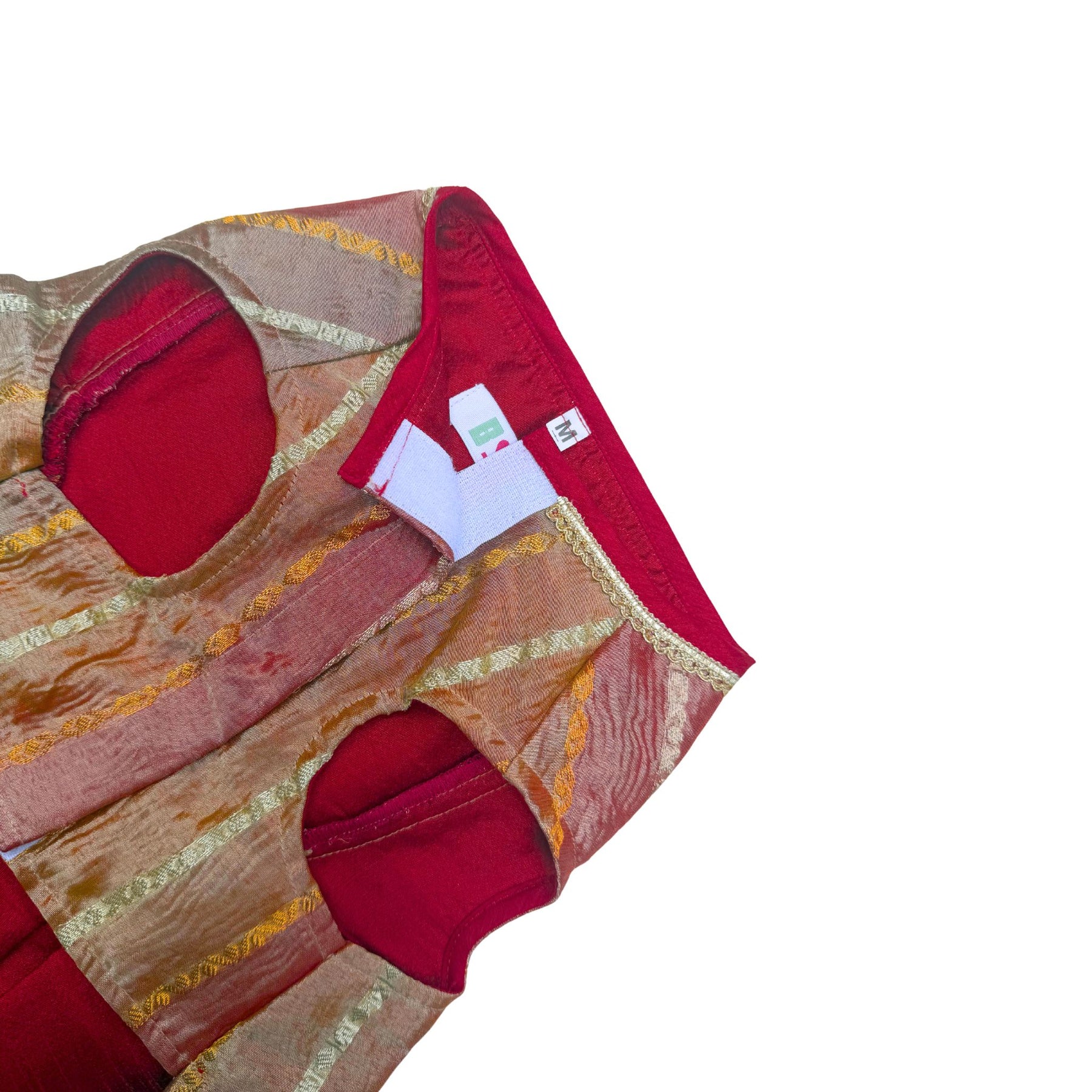 RED ZARI TISSUE ANARKALI HAND EMBROIDERED FOR DOGS AND CATS